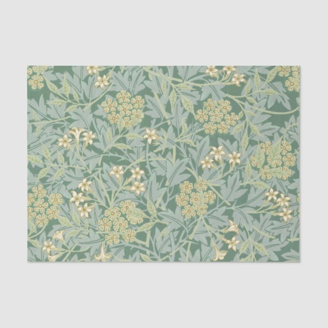 Papier Mousseline William Morris Motif Victorian Green (Recto)