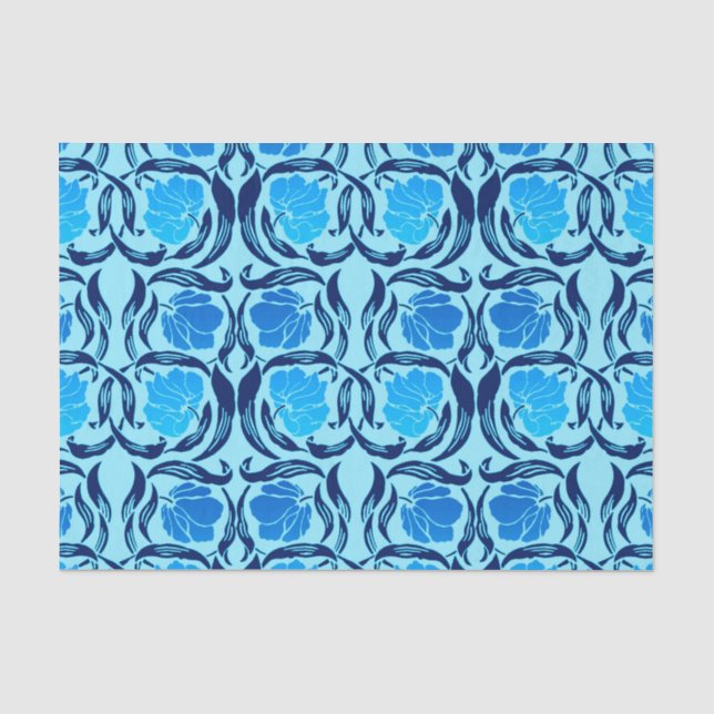 Papier Mousseline William Morris Pimpernel, Denim & Bleu clair (Recto)