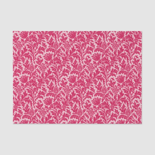 Papier Mousseline William Morris Thistle Damask, Fuchsia Pink (Recto)