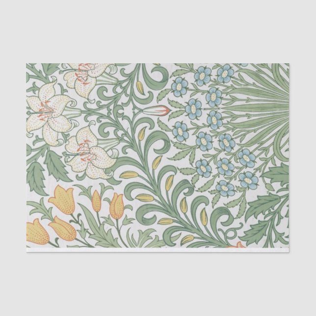 Papier Mousseline William Morris - Tulipes & Lilies Motif Floral (Recto)