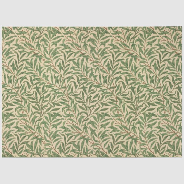 Papier Mousseline William Morris Willow Bough Green Willow Feuilles (Recto)