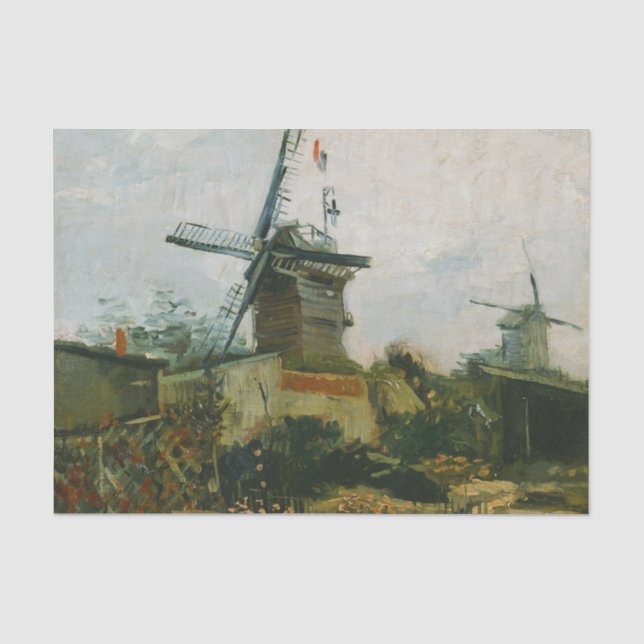 Papier Mousseline Windmills sur Montmartre par Vincent Van Gogh (Recto)