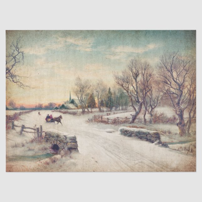 Papier Mousseline Winter Wonderland Tissus or Decoupage Paper (Recto)