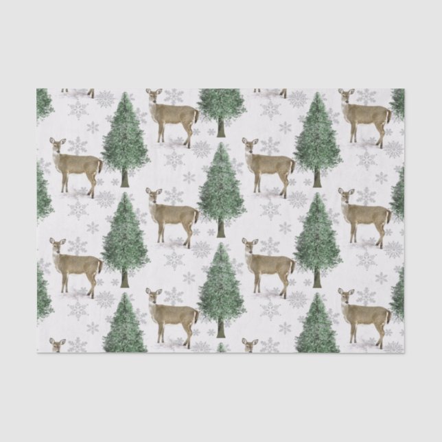 Papier Mousseline Winter Wonderland Whitetland Deer Noël (Recto)