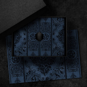 Papier Mousseline Witchery Flourish   Dusty Blue Imaginaire Pentacle