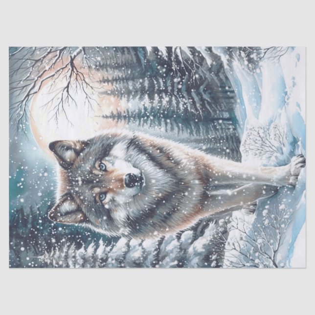 Papier Mousseline Wolf d'hiver des bois (Recto)