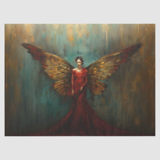 Papier Mousseline Woman with wings, Angel, Decoupage, Tissue paper, (Recto)