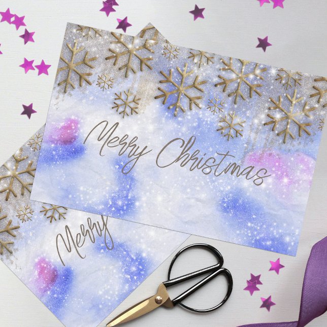 Papier Mousseline Wonderland d'hiver Avec Glitt Or Flammes De Neige (Créateur téléchargé)