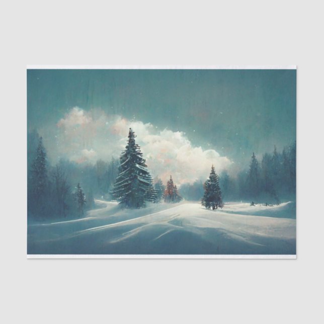 Papier Mousseline Wonderland neige Pine Trees Nuage (Recto)