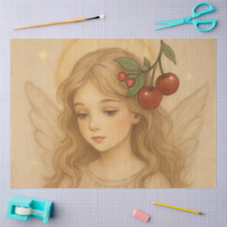 Papier Mousseline Woodland Christmas Angel with Cherries