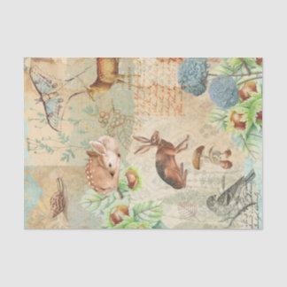 Papier Mousseline Woodland Decoupage Forest Wildlife Deer, rabbit