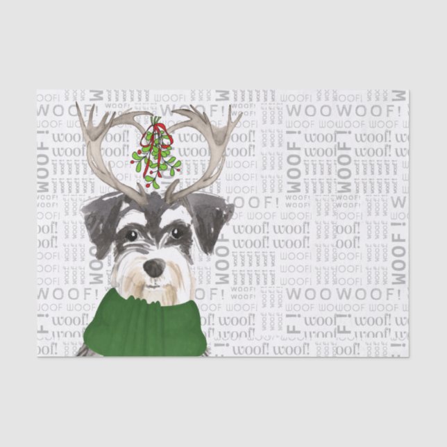 Papier Mousseline Woof Word Art et Noël Schnauzer miniature (Recto)