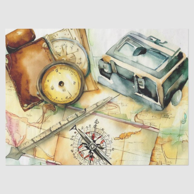 Papier Mousseline "World Expedition Chic : Cartes & Voyages" (Recto)
