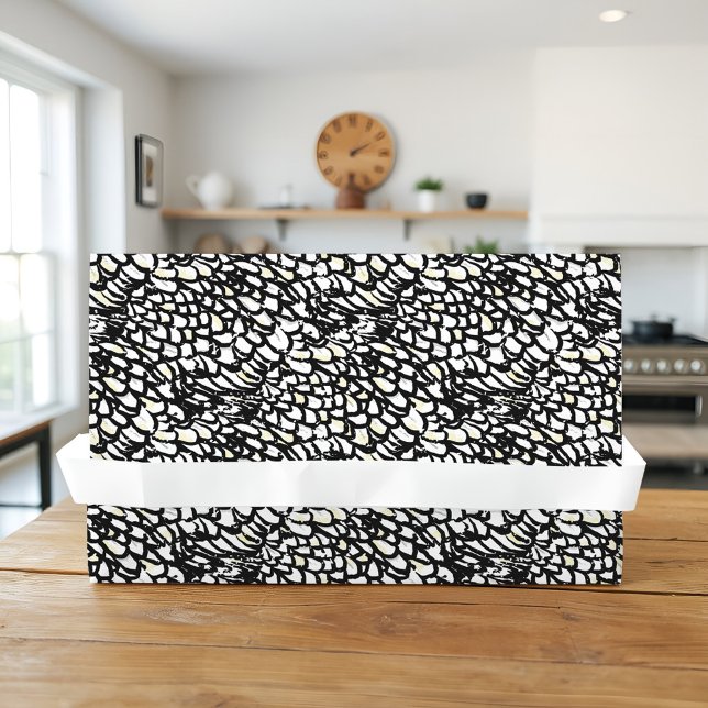 Papier Mousseline Wyandotte Plumes de poulet Farmhouse noir et blanc (Speckled chicken feather tissue paper with rustic charm, for gifts, crafts, or farm-fresh flair.)