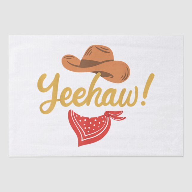 Papier Mousseline Yeehaw Cowboy Cowgirl Western Country Rodeo (Recto)