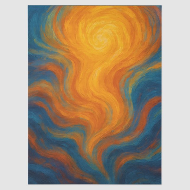 Papier Mousseline yellow and blue swirl sun energy abstract (Recto)