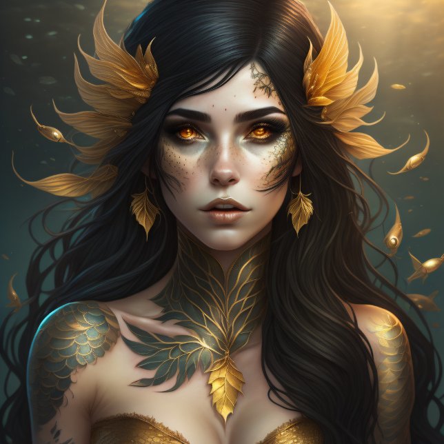 Papier Mousseline Yellow Gold Queen of the Forest Portrait  (Créateur téléchargé)