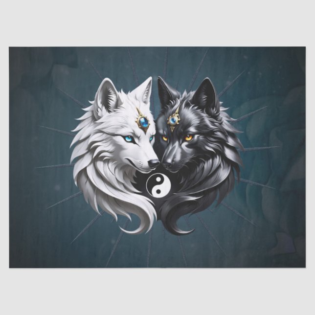 Papier Mousseline Yin Yang Wolves (Recto)