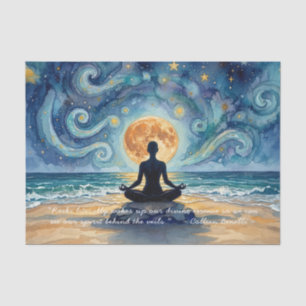 Papier Mousseline Yoga Méditation Ciel Nocturne Étoilé Lune Océan Ci