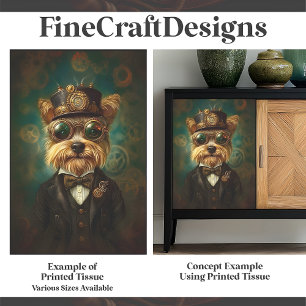 Papier Mousseline Yorkie Mignon Avec Lunettes Et Chapeau Decoupage V