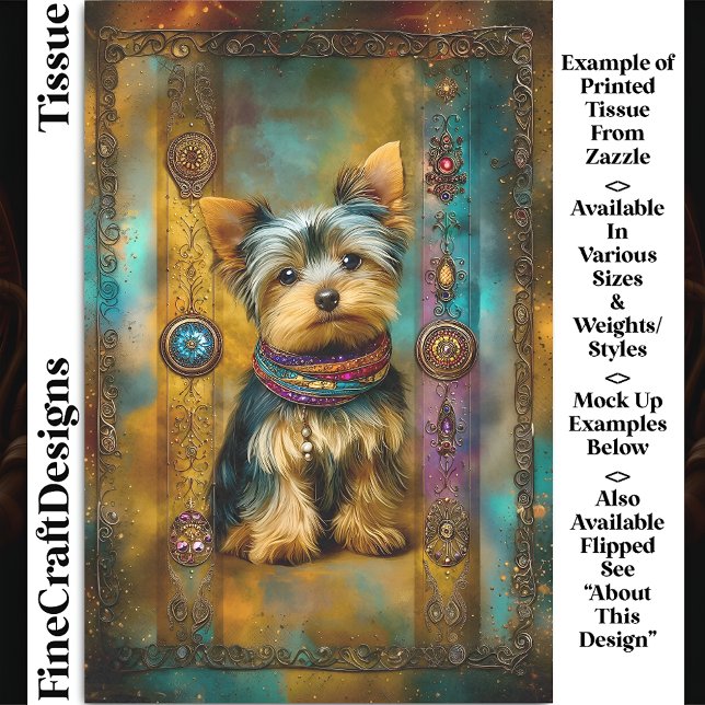 Papier Mousseline Yorkshire Terrier Dog Baroque Frame DY3L Decoupage (Créateur téléchargé)