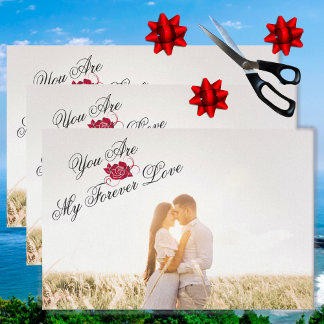 Papier Mousseline "You Are My Forever Love" Rose rouge photo élégant