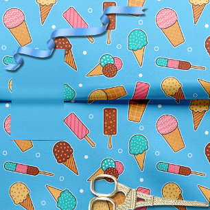 Papier Mousseline Yummy Ice Cream Motif Bleu