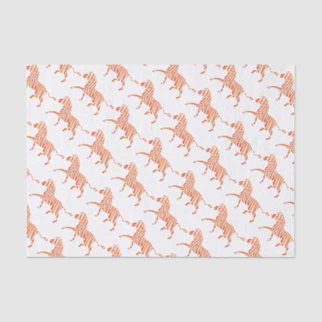 Papier Mousseline Zebra Orange et Silhouette blanche (Recto)