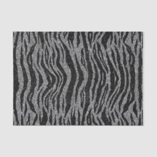 Papier Mousseline Zebra Print noir et gris argent