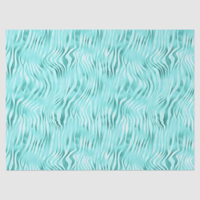 Papier Mousseline Zèbre métallique turquoise Découpage d'impression (Recto)