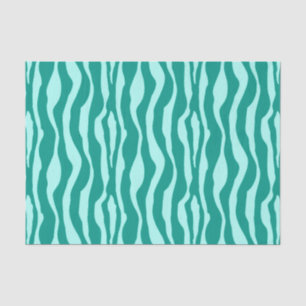 Papier Mousseline Zèbre rayures - Turquoise et Aqua