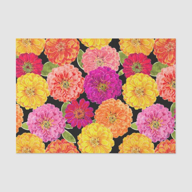 Papier Mousseline Zinnias d'été floraux (Recto)