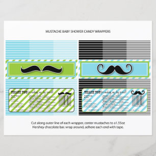 Papier Moustache Baby shower Wrappers à barres chocolatée