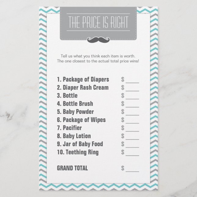 Papier Moustache / Petit Homme Baby shower Le prix est co (Devant)