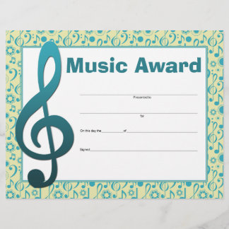 Papier Music Award Studio Certificat d'étudiant