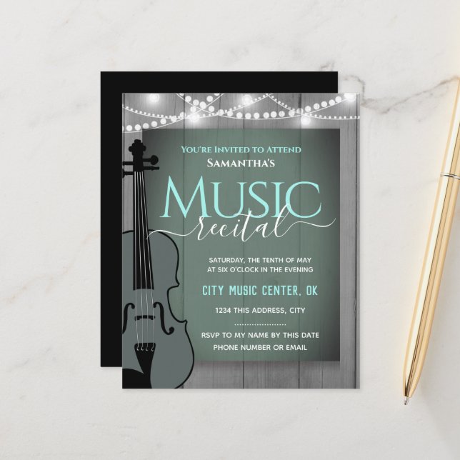 Papier Musique de violon Considérant Invitation officiell (Devant/Arrière en situation)