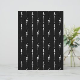 Papier Musique Motif Melting Treble Clef Blanc et Noir