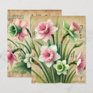 Papier Musique vintage Livre de jonquilles rose et vert