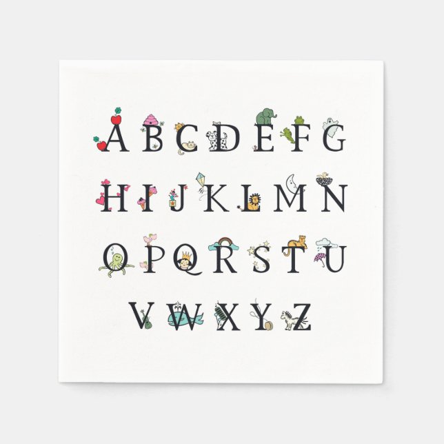 PAPIER NAPKIN : ALPHABET CHARTA SERVIETTE (Vorderseite)