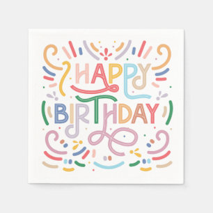 PAPIER NAPKIN: GLÜCKLICHER GEBURTSTAG SERVIETTE