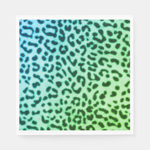 Papier Napkin Green/Blue Leopard Print Serviette