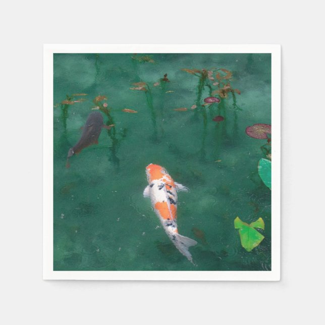 PAPIER NAPKIN : JAPANISCHE MALERIE: KOI SERVIETTE (Vorderseite)