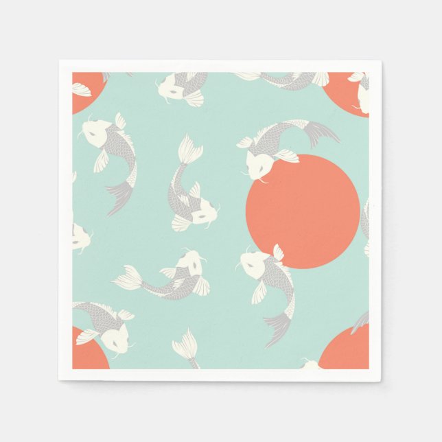 PAPIER NAPKIN : JAPANISCHER STIL : KOI FISH PATTER SERVIETTE (Vorderseite)