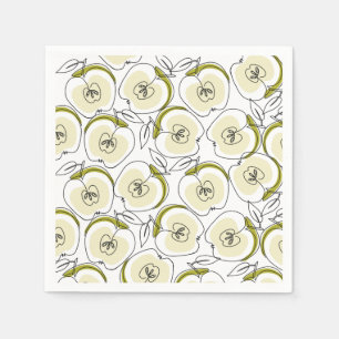 Papier Napkin mit Apfel gezeichnet. Serviette