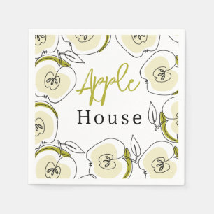 Papier Napkin mit Apfel gezeichnet. Serviette