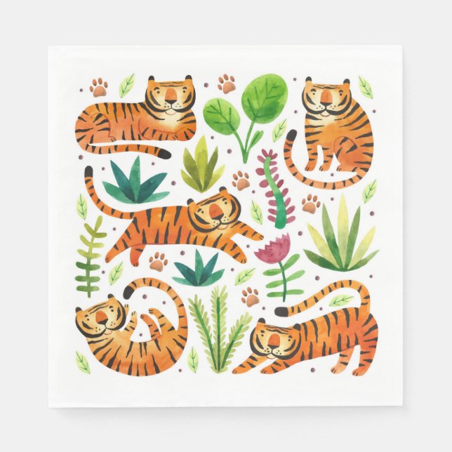 PAPIER NAPKIN: SPIELTIGERE SERVIETTE (Vorderseite)