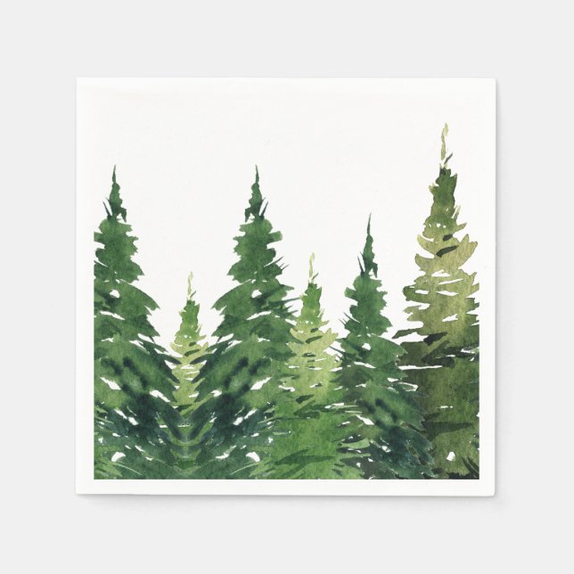Papier Napkin - Wasserfarbenwald Serviette (Vorderseite)