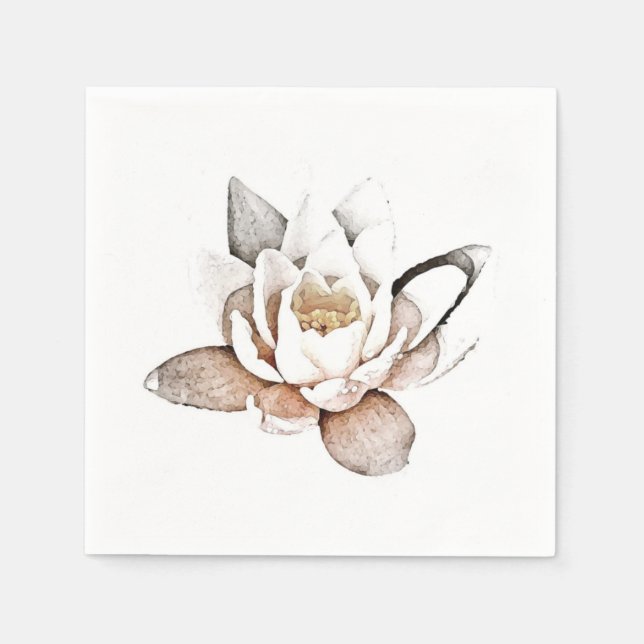 PAPIER NAPKIN: WEISSER LOTUS SERVIETTE (Vorderseite)