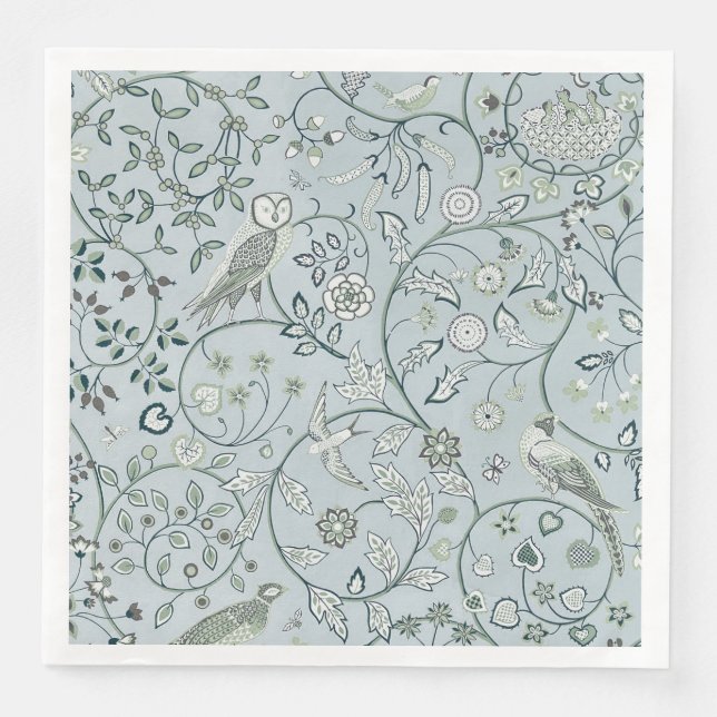 PAPIER NAPKIN : WILLIAM MORRIS:OWL & PHEASANT SERVIETTE (Vorderseite)