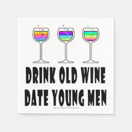 PAPIER NAPKINS - ALTER WEIN GETRÄNKEN, DATUM JUNGE SERVIETTE